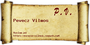 Pevecz Vilmos névjegykártya